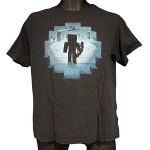 Minecraft Steve Cave Enderdragon Enderman Nether Blue T-Shirt Kid’s XL